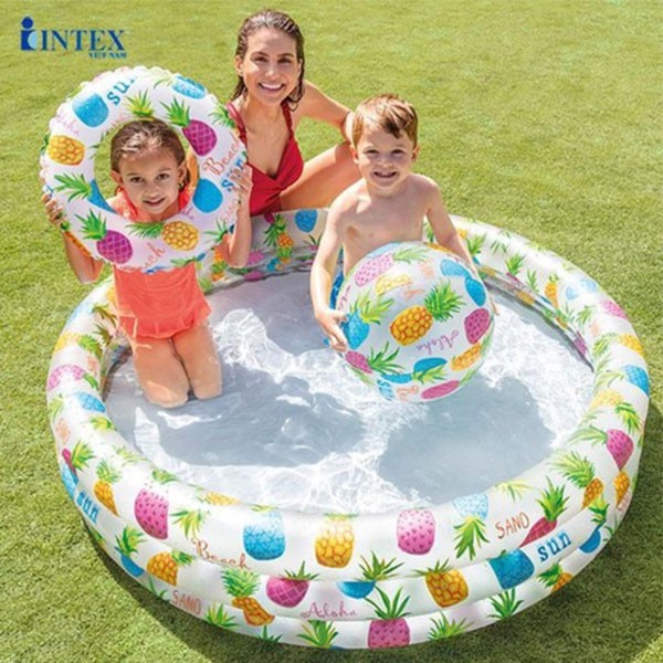 Bộ bể 1m32 + bóng + phao Intex 59469