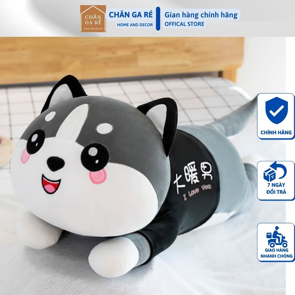 Gấu bông mèo mặc áo siêu kute, Gối ôm mèo Husky khổng lồ 90cm1-1m4, Thú nhồi bông mèo