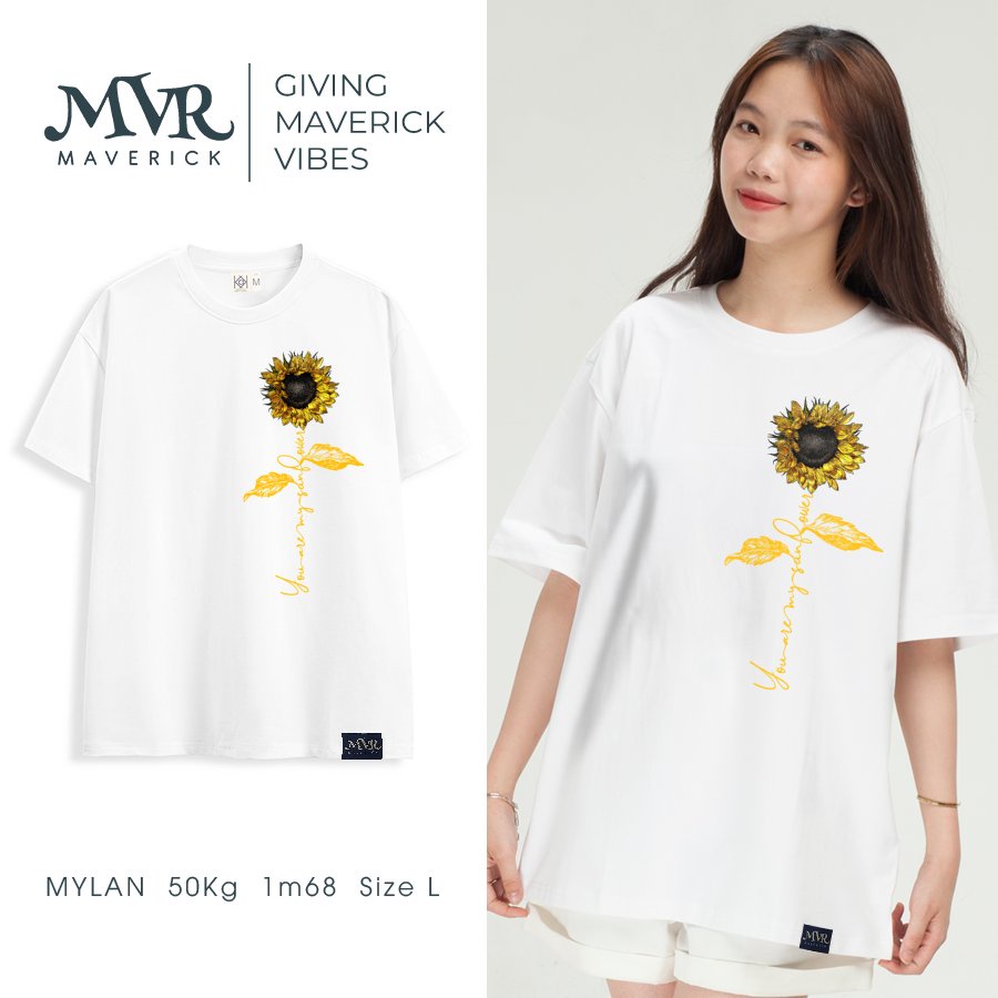 Áo thun nữ hoa hướng dương dã quỳ Đà Lạt phom rộng Cotton thoáng mát bạn là ánh nắng của tôi MVR KK3875