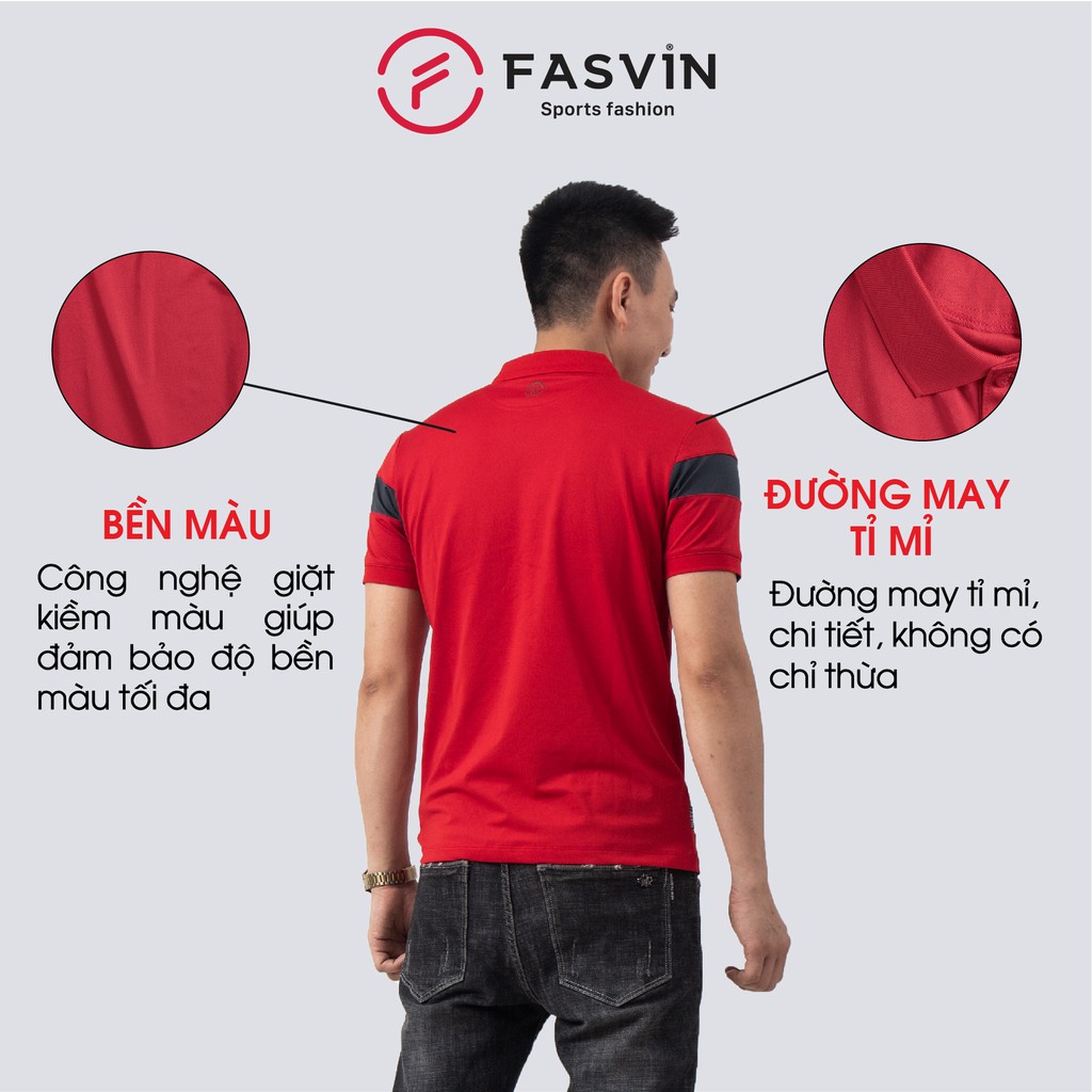 Áo Polo Thể Thao Nam FASVIN PL20248.HN Chất Vải Coolmax thoáng mát phom dáng trẻ trung năng động hàng nhà máy kỹ đẹp