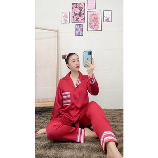 Đồ bộ nữ pijama lụa satin tay dài quần dài