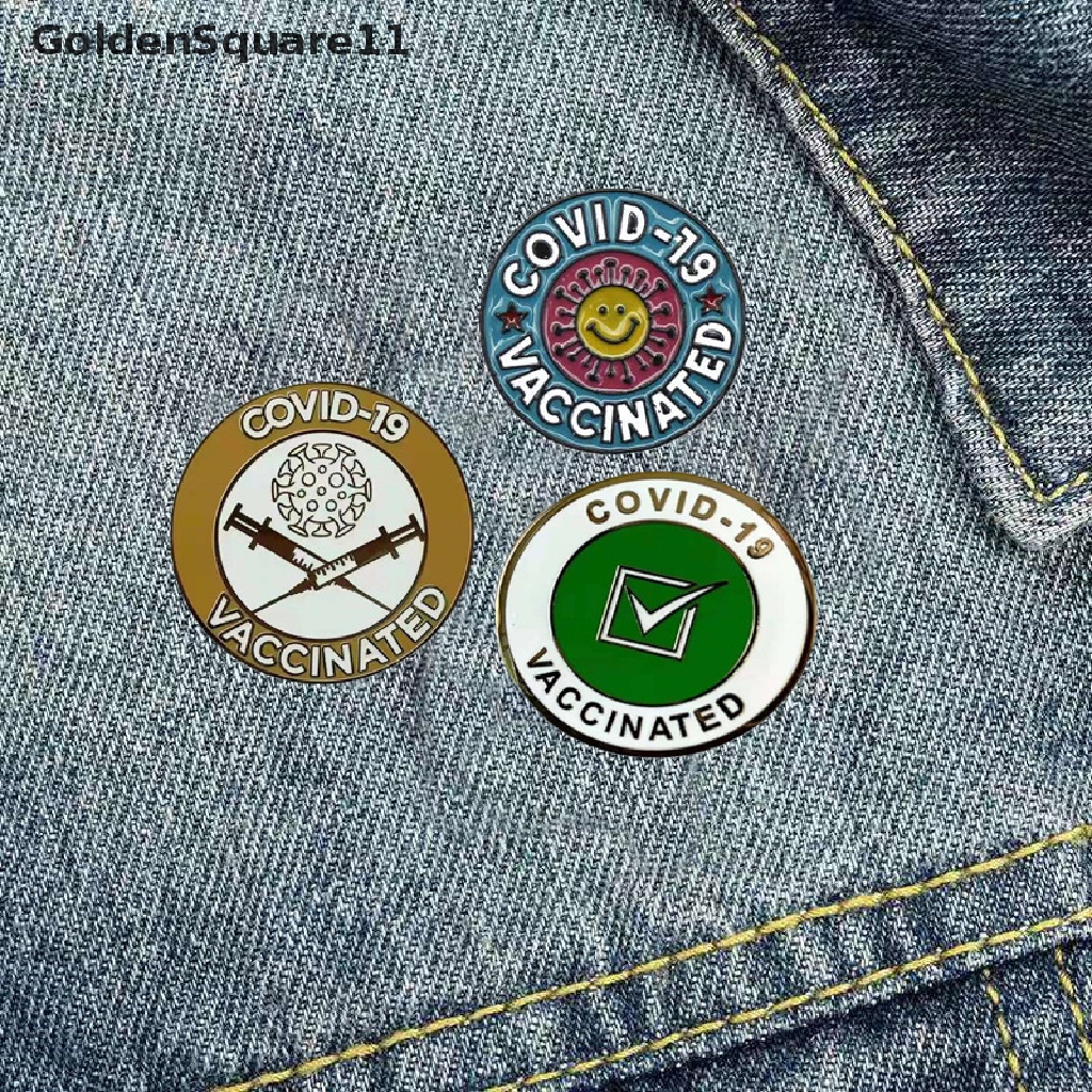 [GoldenSquare11] 2021 Alloy Enamel Vaccinated Pin Buttons Covid Vaccine Metal Brooches Badge [GoldenSquare11]