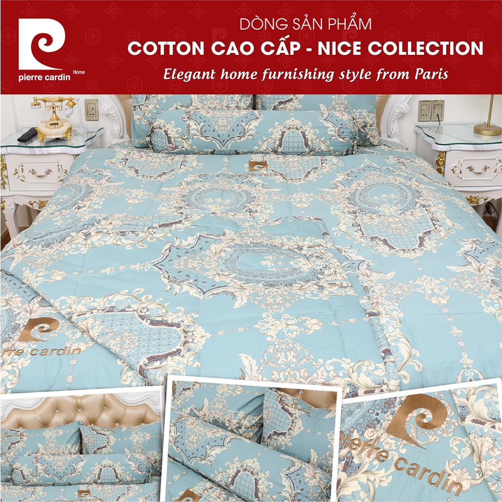 Bộ Drap 4 món Hoa Văn Lý chất liệu Cotton cao cấp, mềm mại và thoáng mát House of Cardin