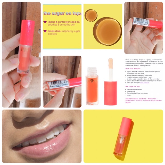 Son dầu dưỡng Tarte Sugar Rush Lip Sip Vegan Lip Oil 1ml màu Fresh Pressed