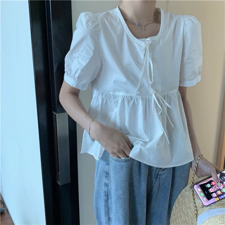 Áo Sơ Mi Tay Phồng Kiểu Dáng Búp Bê Dễ Thương Cho Nữ