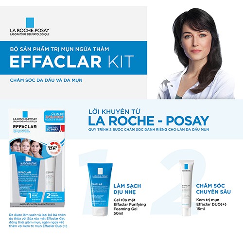 Bộ sản phẩm giảm mụn ngừa thâm siêu hiệu quả trong 12h La Roche-Posay Effaclar Kit | WebRaoVat - webraovat.net.vn