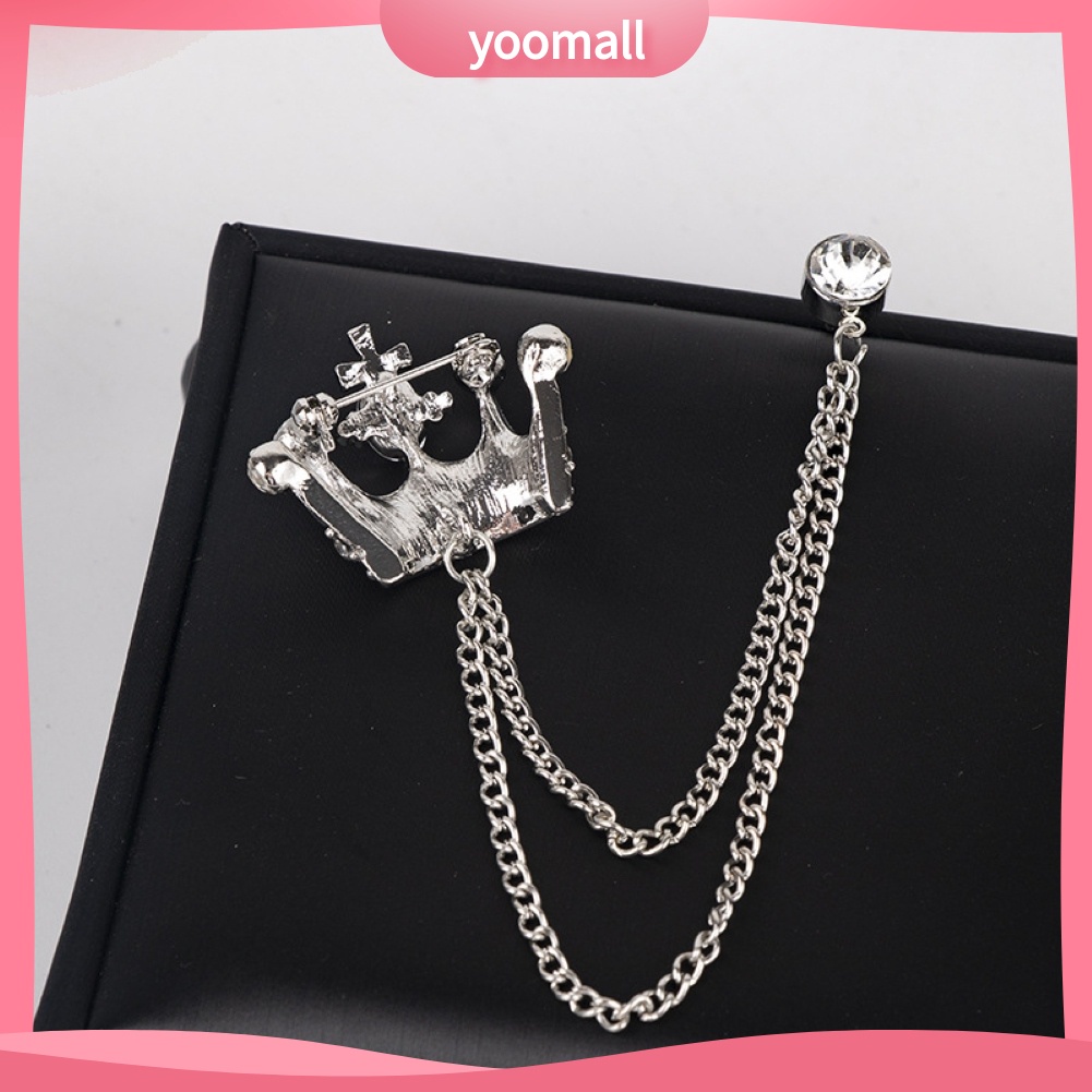 Ghim Cài Áo Hình Vương Miện Phối Dây Xích Tua Rua Phong Cách Cổ Điển Thời Trang Cho Nam Và Nữ