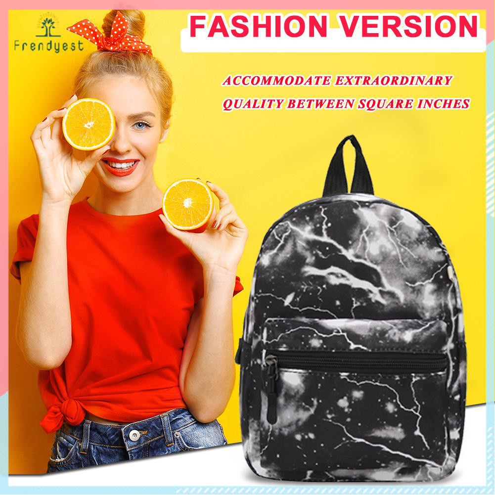 Vintage Women Printing Canvas Backpack Preppy Style Ladies Small Rucksack