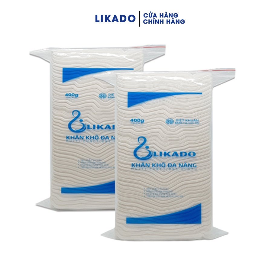 Khăn khô đa năng LIKADO 400g cho bé kích thước 15x20cm SET 2 GÓI