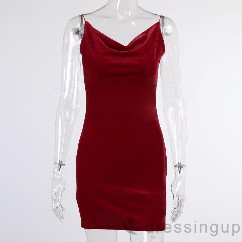 Đầm Dây Nữ Cổ Chữ V Lưng Trần Xếp Ly Quyến Rũ | BigBuy360 - bigbuy360.vn