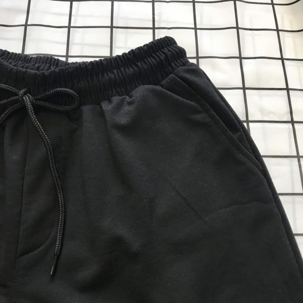 Quần Short thun đen nam nữ unisex thêu hình mẫu bad habits nam nữ