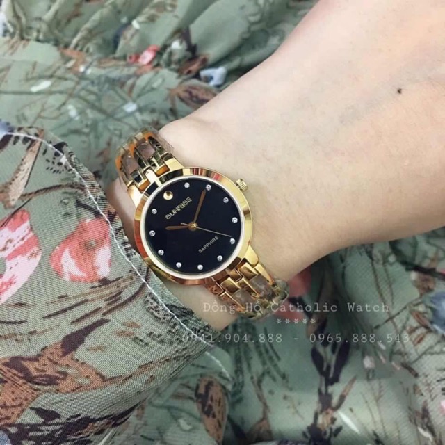 Đồng hồ Sunrise nữ mặt đen thần thoại ảnh thật