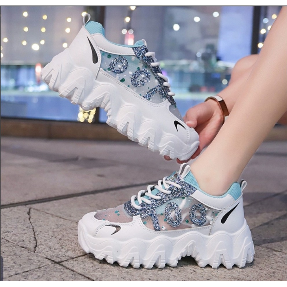 Giày thể thao nữ độn đế chống trượt kim tuyến mã vip, giày sneaker nữ thoáng khí hot trend 2020