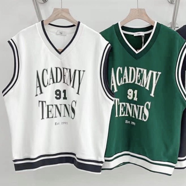 (Sẵn) Áo Gile ACADEMY TENNIS 1991 Nam nữ unisex vải thun da cá tici co giãn cực mát form rộng (ảnh thật)