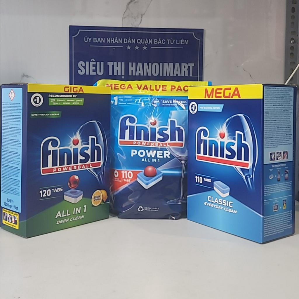 Viên rửa bát Finish 110 viên, 120 viên Nhập khẩu Chính Hãng cho Máy rửa bát, Finish all  in 1, Classic, Quantum Ultimate