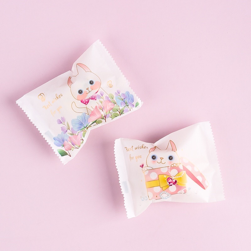 Túi trắng hàn miệng hoạ tiết 7x9.5cm