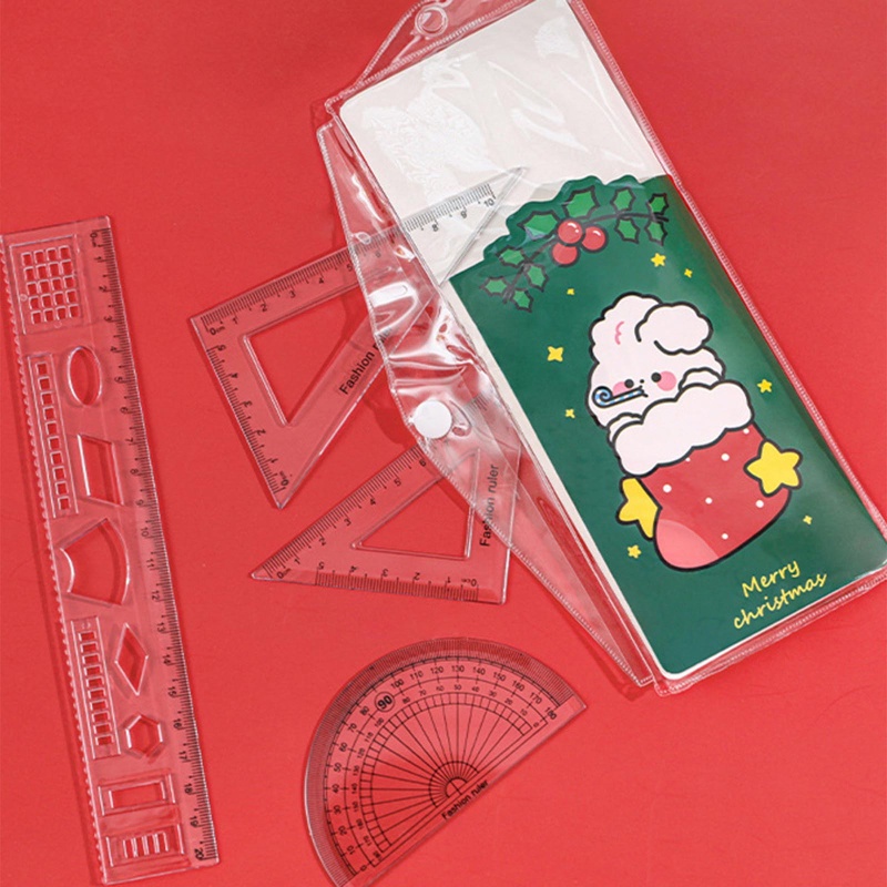Bộ 4 Thước Đo Trong Suốt Hình Tam Giác Tiện Dụng