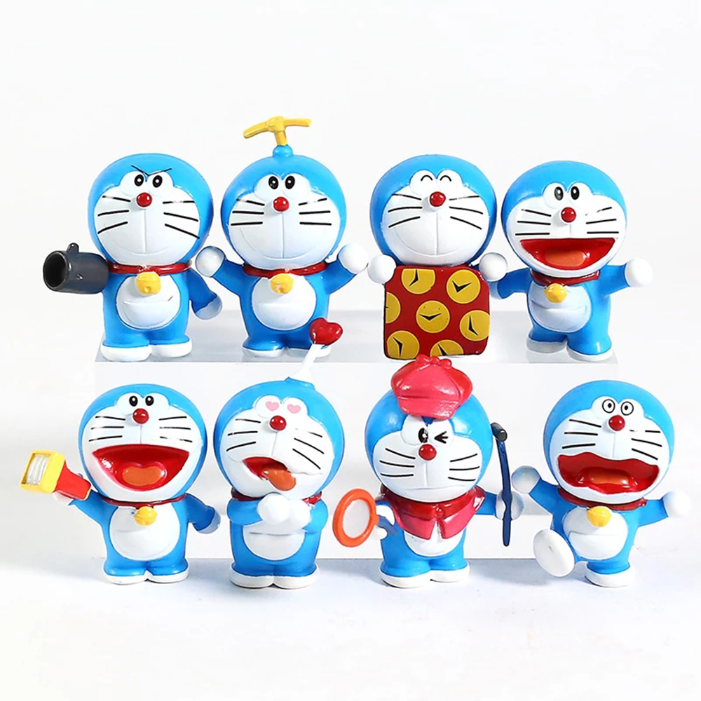 Set 8 Mô Hình Đồ Chơi Nhân Vật Hoạt Hình Doraemon Mini Bằng Pvc