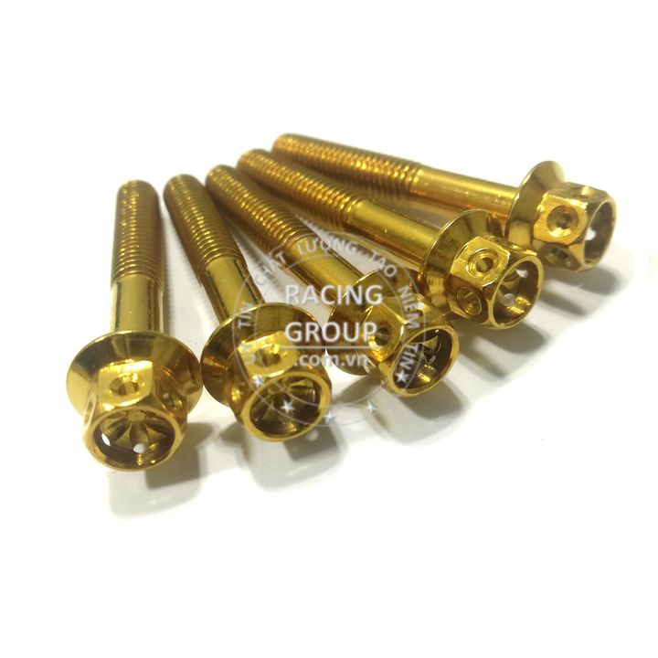 Ốc gr5 6li40 Inox vương miện vàng gắn các vị trí tương thích trên xe máy