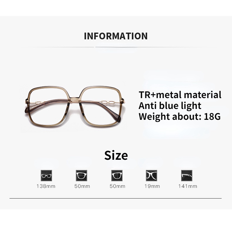 Mắt Kính Chống Tia Bức Xạ Gọng Lớn Bằng Hợp Kim Thời Trang Phong Cách Hàn Quốc