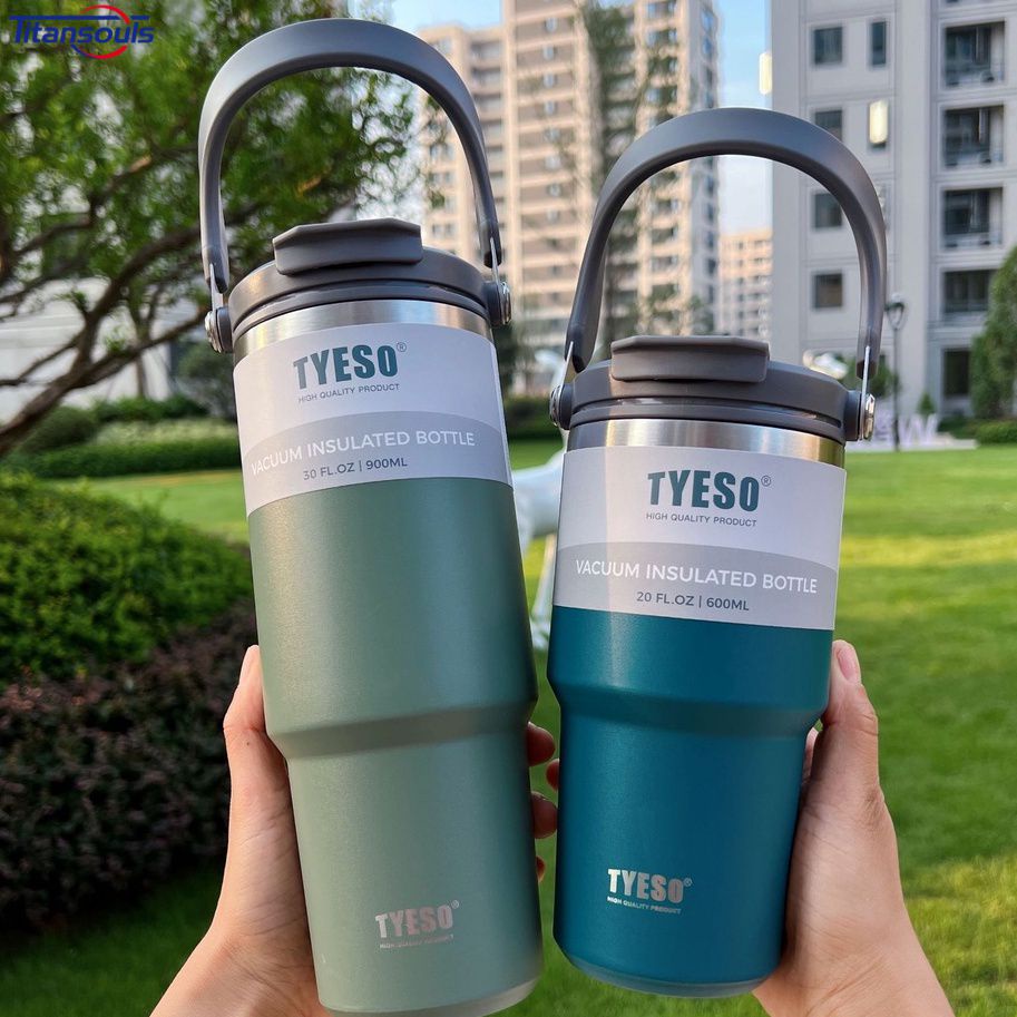 Tyeso Mới Cà Phê 2 Lớp Cách Nhiệt Lạnh Nồi Nước Di Động Băng Lớn Dung Tích Đôi Dây Thép Không Gỉ Uống xe Ô Tô Cốc Giữ Nhiệt Màu Cà Phê Cốc Tập Uống Giữ Nhiệt Có Ống Hút VN