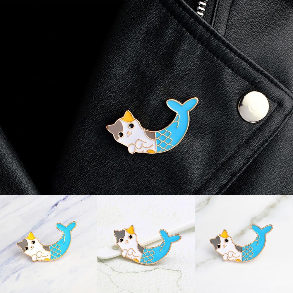 Pin cài áo mỹ mèo ngư đuôi cá cute - GC059