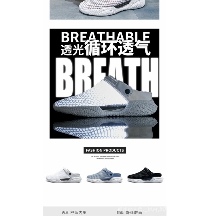 Dép Bít Mũi Đục Lỗ Thoáng Khí Khử Mùi Đế Mềm Chống Trượt Thời Trang Mùa Hè Cho Nam
