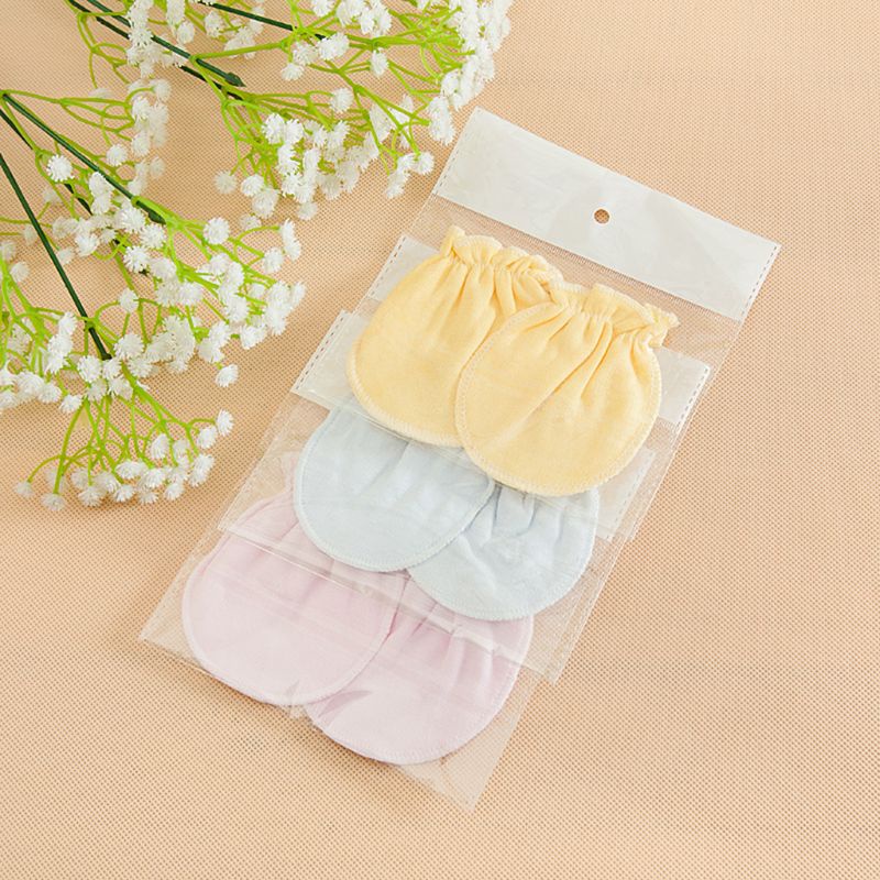 Set 3 Đôi Găng Tay Co Giãn Thoáng Khí Chống Trầy Xước Nhiều Màu Sắc Bảo Vệ Mặt Cho Bé Sơ Sinh