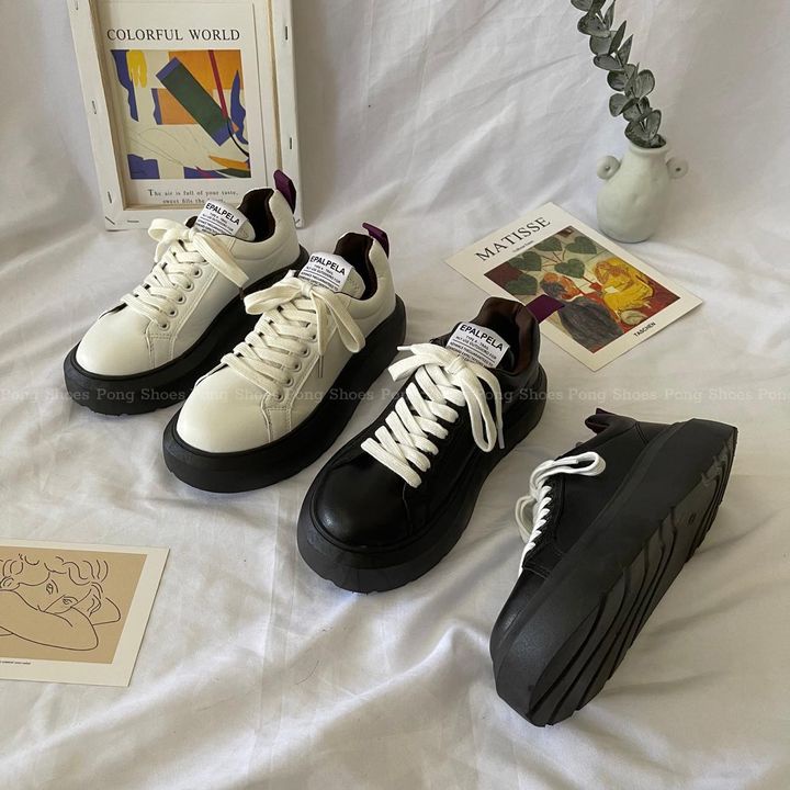 Giày Sneaker PongShoes phong cách Ulzzangs màu đen, trắng FULL HỘP Mã 1421