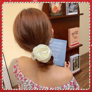 Scrunchies cột tóc buộc tóc lin đính hoa hồng