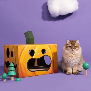 [Tặng Kèm Catnip] Hộp Box Cào Móng Cho Mèo Bí Ngô- Đồ Chơi- Bàn Cào Móng Cho Mèo