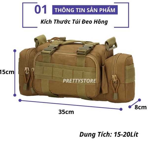 Túi Đeo Hông Thắt Lưng Đeo Chéo Nam Phong Cách Quân Đội Vải Bố Dày Dặn Bền Đẹp Chống Nước Đi Du Lịch Phượt