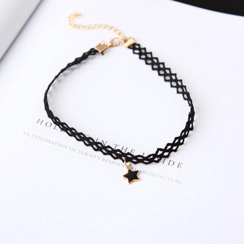 Vòng Cổ Choker Hợp Kim Màu Đen Mặt Hình Ngôi Sao Thời Trang