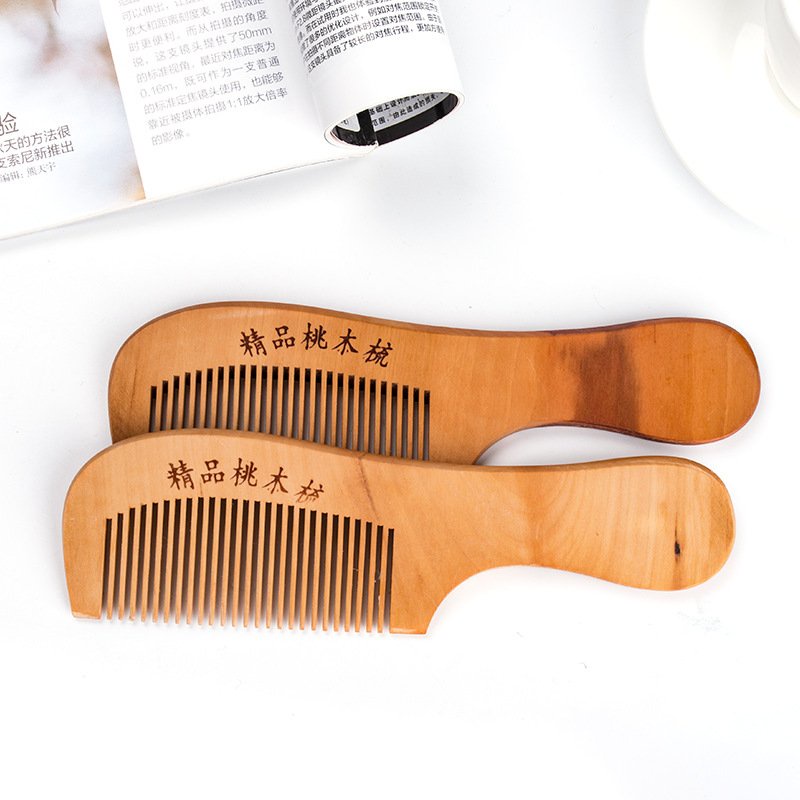 Lược gỗ nhỏ mini 12cm bằng gỗ đào tự nhiên - Hàng loại 1 khắc chữ như hình