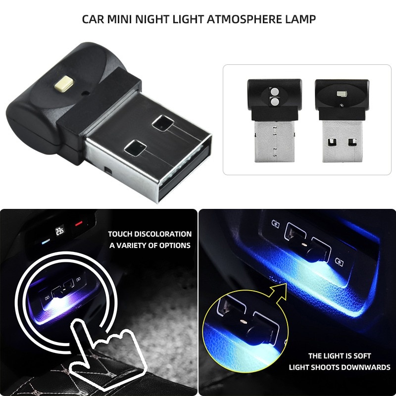 1 Đèn LED USB 7 Màu Mini Trang Trí Nội Thất Xe Hơi