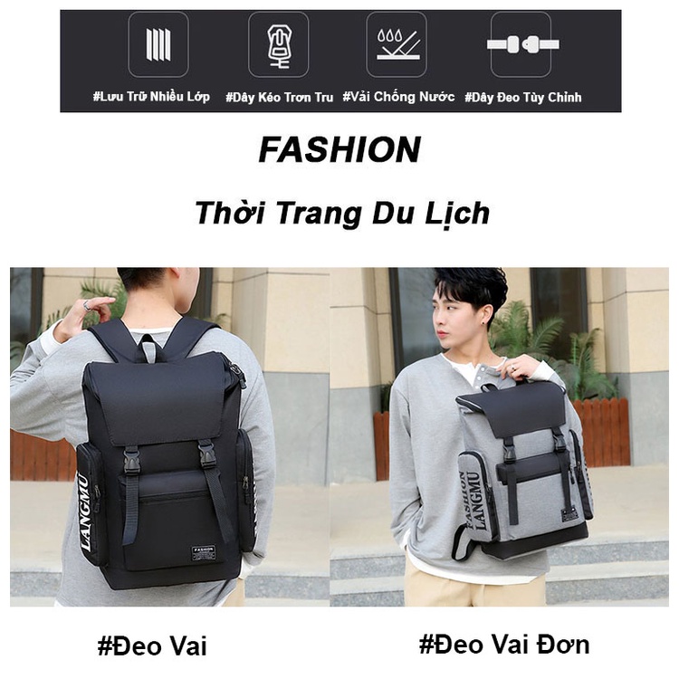 Balo nam nữ du lịch ZAJA size lớn thời trang đựng laptop đi học ulzzang chống thấm nước