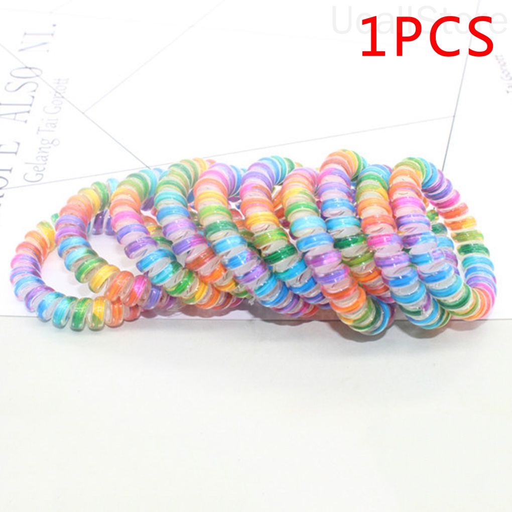 Dây Cột Tóc Lò Xo Co Giãn Màu Sắc Cầu Vồng Dành Cho Nữ Mã 1