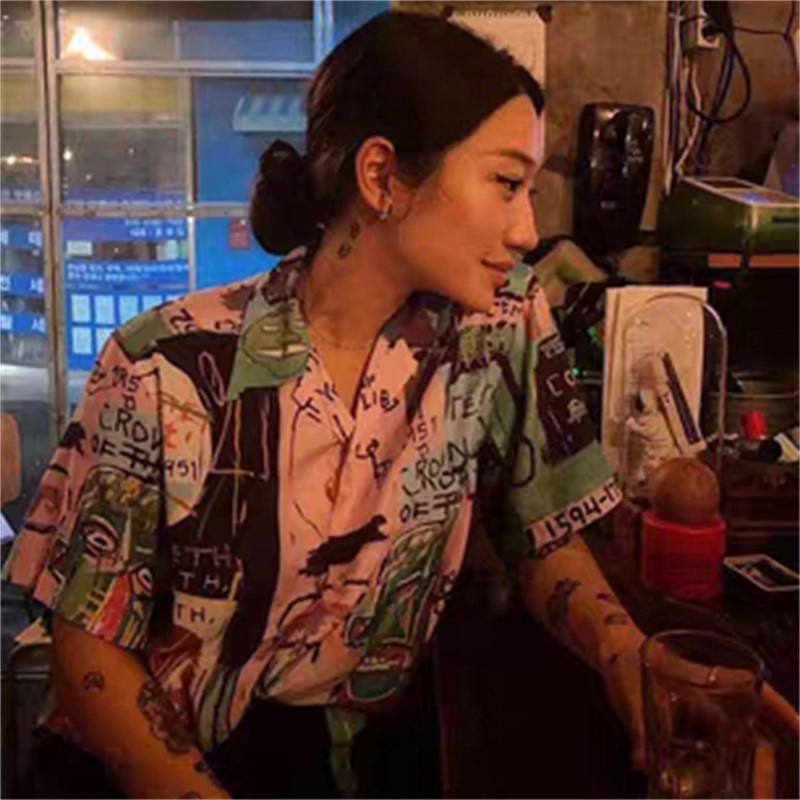 Bán Chạy Nhất Áo Sơ Mi Unisex Tay Ngắn In Hình WACKO MARIA Graffiti Plus Size Cho Nam Và Nữ