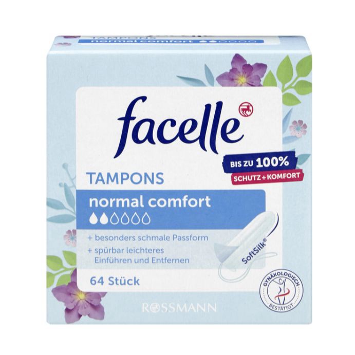 Băng vệ sinh dạng ống Tampon Facelle Normal Comfort Đức 2 giọt 64 miếng dòng thấm vừa siêu êm - Hàng nội địa Đức có bill