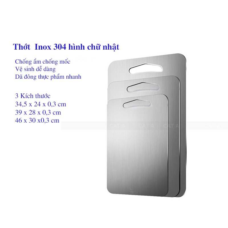 Thớt Inox 304 Dày 0.3cm ❤️RẺ VÔ ĐỊCH❤️ Kháng Khuẩn, Rã Đông Nhanh, Cường Lực, Chống Ẩm Mốc, Rỉ Sét