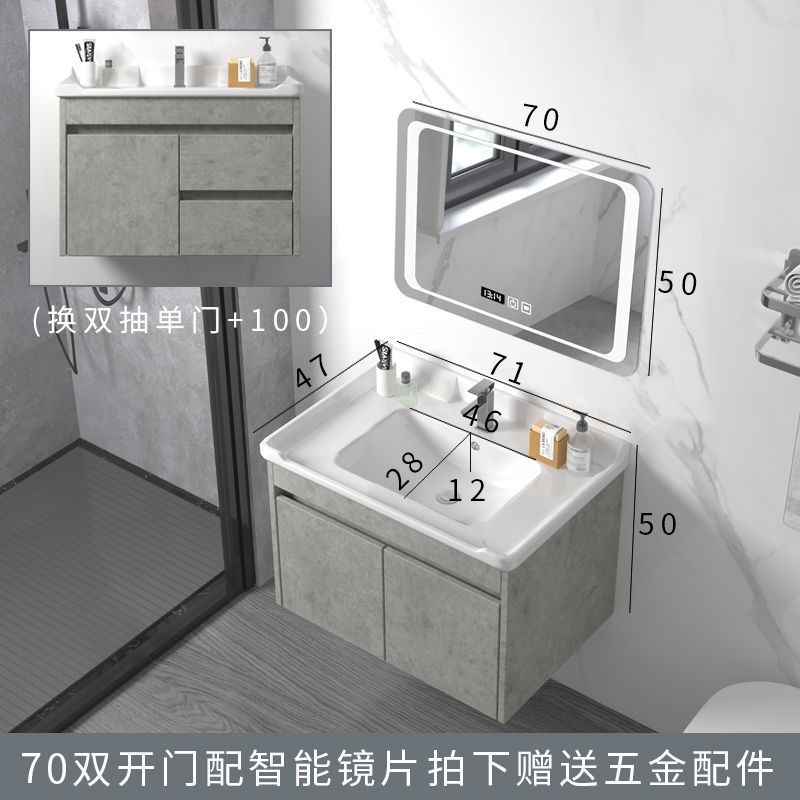 Ván xi măng màu xám nhiều lớp gỗ chắc chắn không sơn phòng tắm chậu rửa bằng sứ tủ kết hợp bàn trang điểm gương th | BigBuy360 - bigbuy360.vn