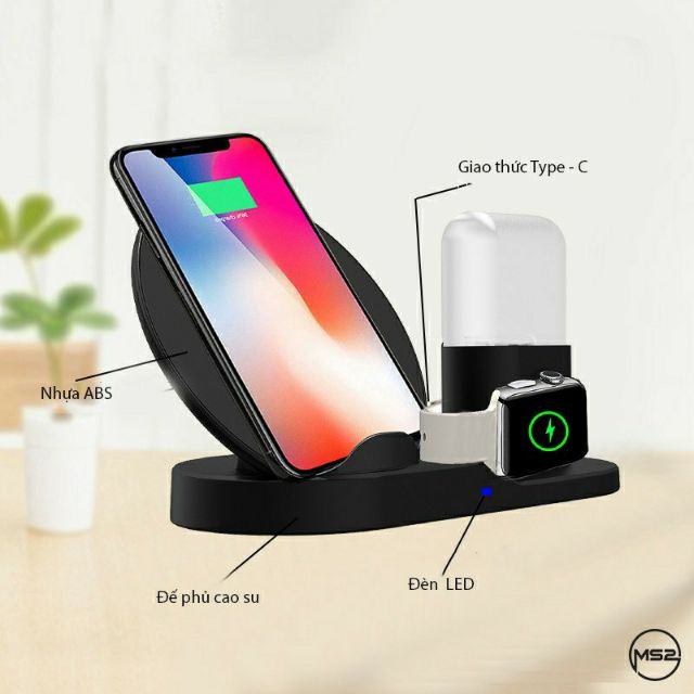 Đế sạc không dây N30 3in1 10W : Phone + Apple Watch + airpod