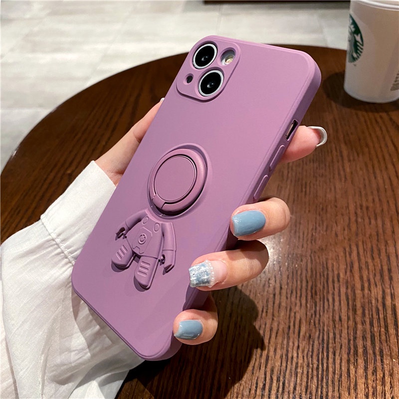 Ốp Điện Thoại Silicon Dẻo In Hình Phi Hành Gia Kèm Giá Đỡ Cho 13 12 11 Pro MAX XS MAX XR X 7 8 Plus
