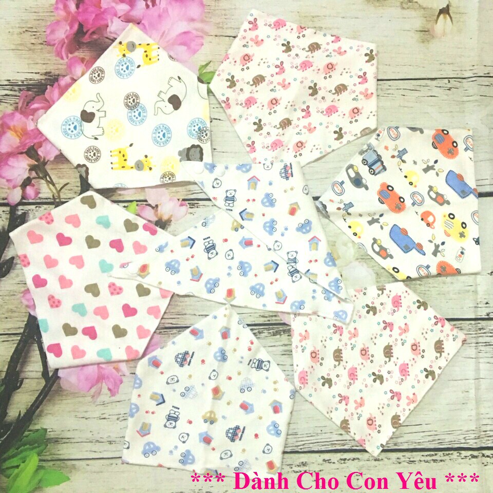 Sỉ - Combo 10 yếm Cotton cúc bấm cho bé