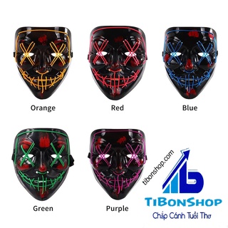 Halloween-Mặt nạ kinh dị có đèn LED hóa trang toàn mặt màu đỏ dành cho lễ