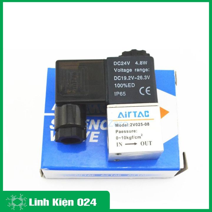 Van điện từ khí nén 2V025-08 AIRTAC 2 cửa 2 vị trí (2/2) cuộn coil 24V, 220V