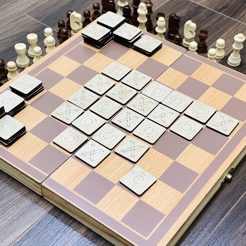 Đồ Chơi Giải Trí Benrikids Boardgame 2 Trong 1 Cờ Caro Kết Hợp Cờ Vua Bằng Gỗ Bàn Cờ Kiêm Hộp Đựng Tiện Lợi
