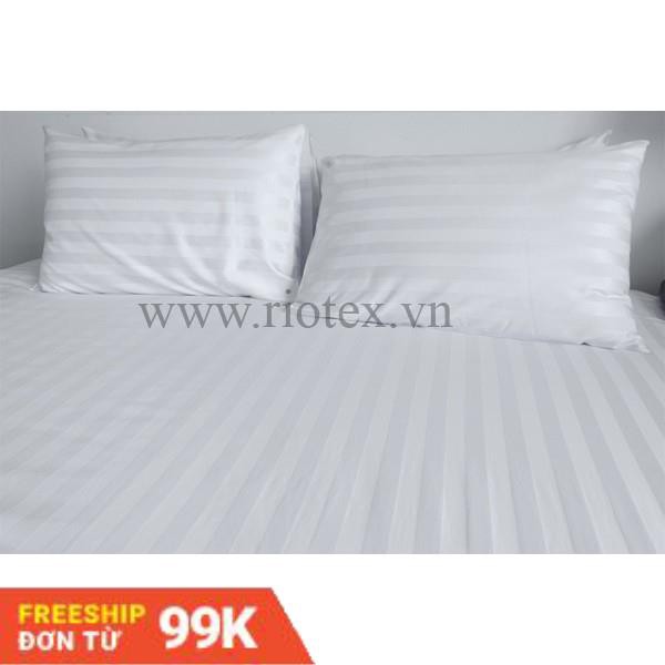 (Vải sọc T300) Vỏ Gối Nằm, Vỏ gối ôm Cotton Trắng Sọc 40x60cm, 50x70cm, 35x105cm