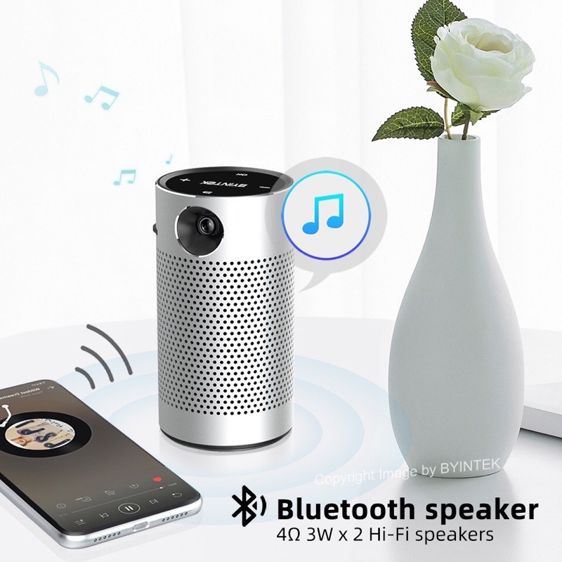 Máy chiếu mini không dây P7 150 inch full HD của hãng Byintek chức năng loa Bluetooth