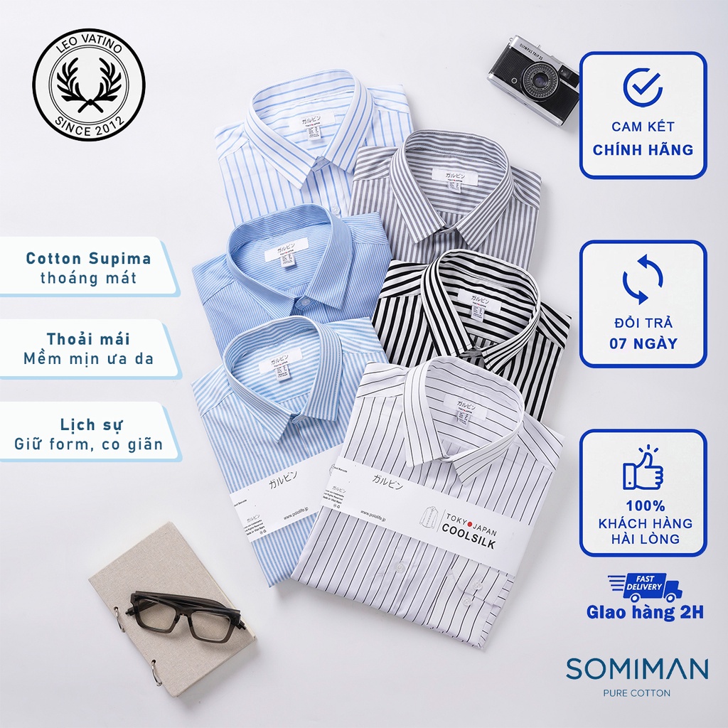 Áo sơ mi nam Smlife cao cấp họa tiết 10 màu dài tay Cotton Supima co giãn mềm mịn ưa mọi loại da SMLIFE02 - Leo Vatino